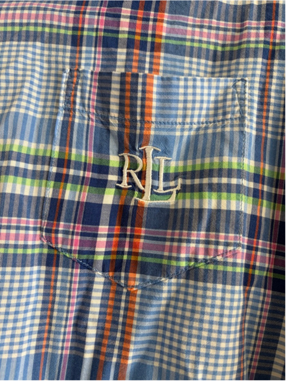 Women's Lauren Ralph Lauren Blue Plaid Button Down Shirt M - Picture 2 of 7
